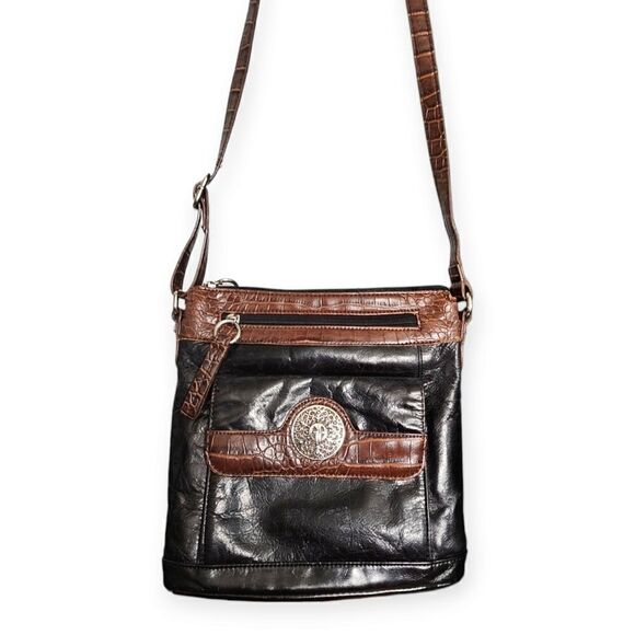 Giani Bernini Florentine Black Glazed Leather Expresso Crossbody Bag (RN 119036) - Picture 1 of 16
